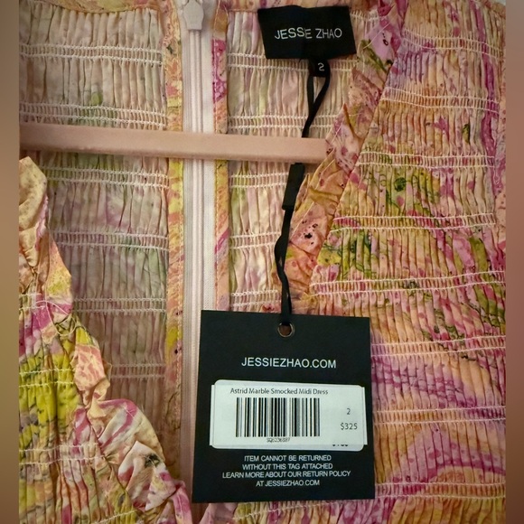 Jessie Zhao Astrid Marble Smocked Midi Dress - Picture 8 of 9
